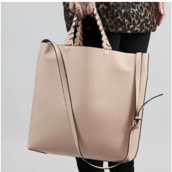 NWT Rachel Zoe x Jules Kae Neutral Pale Blush Vegan Leather Tote Bag. - Picture 7 of 16